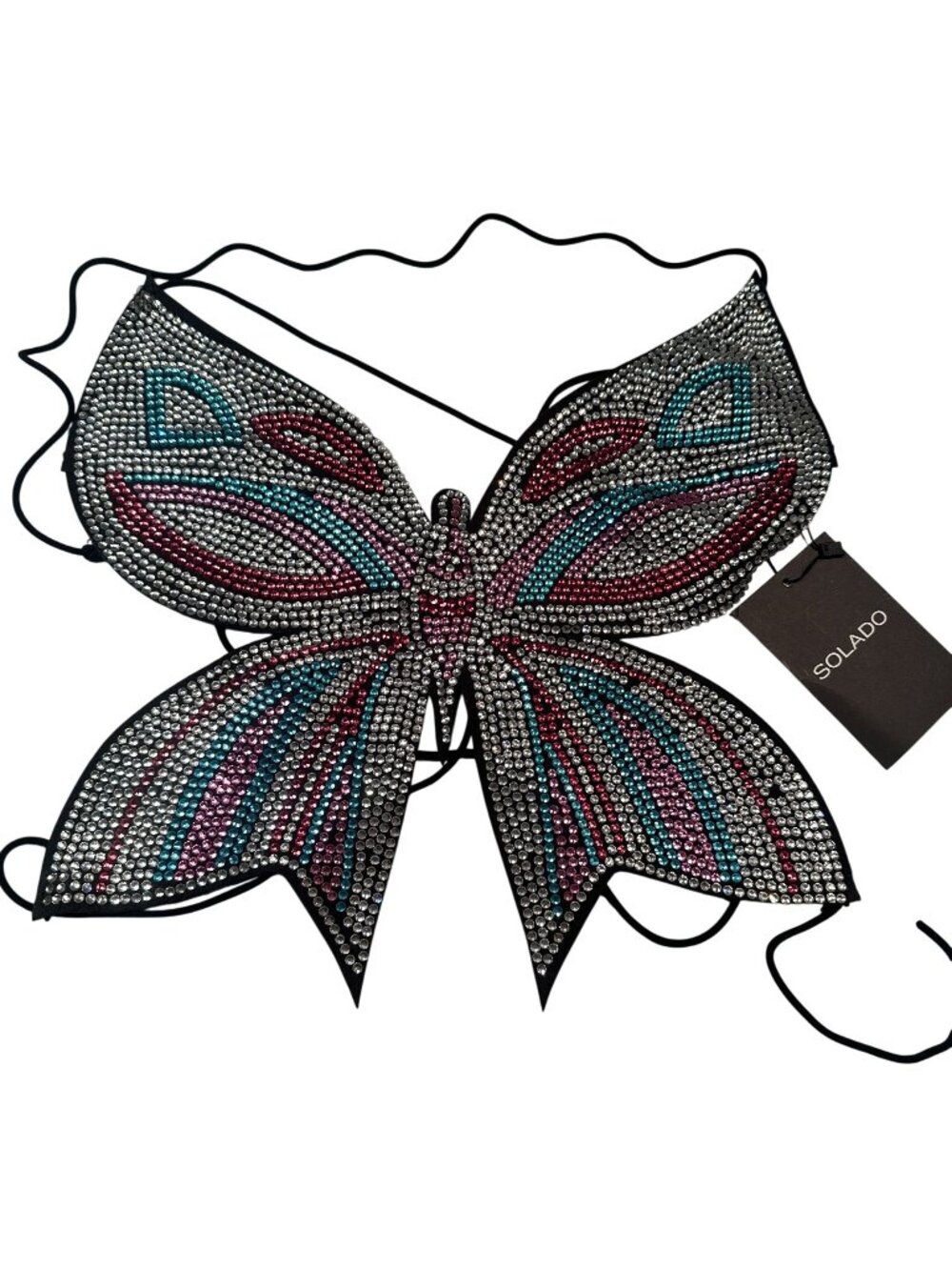 Solado Crystal Butterfly Rhinestone Bralette Top Women Straps Corset Bling